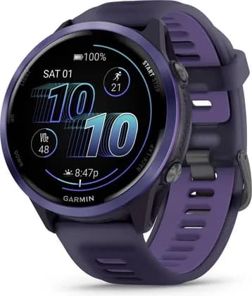 Garmin Forerunner 570 47mm GPS Running Smartwatch, 1.4" AMOLED Display, Multi Band GPS, Up To 11 Days Battery, Indigo Aluminium with Translucent Imperial Purple/Indigo Band | 010-02971-02