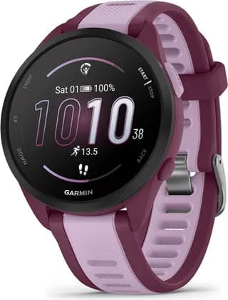 Garmin Forerunner 165 Smartwatch with Music, 1.2″ AMOLED Touch Display, 11 Days of Battery, Built-In GPS, Training Metrics, Indoor Sports Apps, Berry / Lilac | 010-02863-33