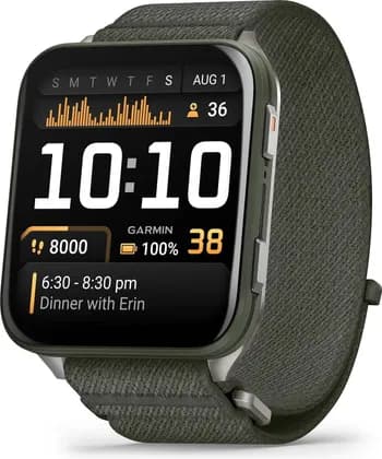 Garmin Venu X1 GPS Smartwatch, 2 Inch AMOLED Display, Sapphire Glass, Up To 8 Days Battery, Moss with Titanium Caseback and Moss ComfortFit Nylon Band | 010-02980-03