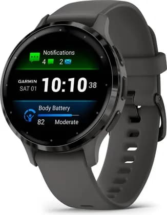 Garmin Venu 3S Smartwatch, 41mm, 1.2" AMOLED Display, Up To 10 Days Battery, Health & Fitness Tracking, Slate Stainless Steel Bezel with Pebble Gray Case & Silicone Band | 010-02785-00