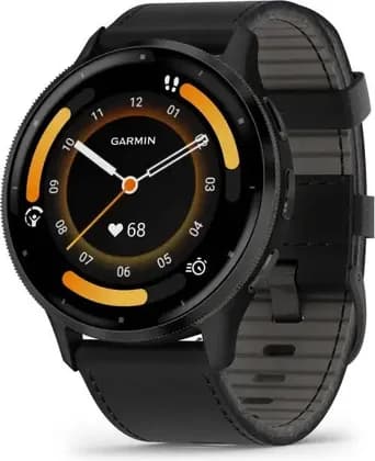 Garmin Venu 3 Smart Watch, 45mm, 1.4 Inch AMOLED Display, Up To 14 Days Battery, Health And Fitness Tracking, Slate Stainless Steel Bezel with Black Case & Leather Band | 010-02784-52