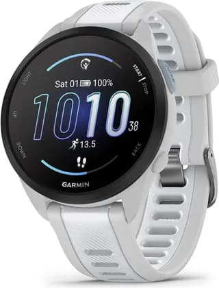 Garmin Forerunner 165 Smartwatch, 1.2″ AMOLED Touch Display, 11 Days of Battery, Built-In GPS, Training Metrics, Indoor Sports Apps, Mist Gray / Whitestone | 010-02863-21
