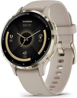 Garmin Venu 3S Smartwatch, 41mm, 1.2" AMOLED Display, Up To 10 Days Battery, Health & Fitness Tracking, Soft Gold Stainless Steel Bezel with French Gray Case & Silicone Band | 010-02785-02