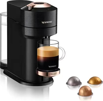 Nespresso Vertuo Next Coffee Machine, 30s Heat Up Time, One-Touch Cup Sizes, 1.1L Water Tank, 10 Coffee Capsule Capacity, Adjustable Cup Holder, Automatic Power Off, Black Rose Gold | ENV120B