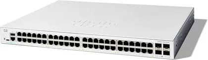 Cisco Catalyst 1300-48T-4G Managed Switch, 48 Ports 10/100/1000 + 4x 1GE SFP Ports, 176 Gbps Switching Capacity, Rack-Mountable, White | 1300-48T-4G