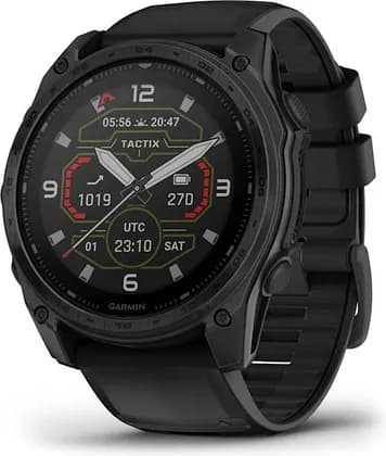 Garmin Tactix 8 Solar Tactical GPS Smartwatch, 51mm, 1.4" AMOLED Display, Sapphire Glass, Solar Charging, Multi Band GPS, 10 ATM, Black Nylon & Silicone Bands | 010-03407-01