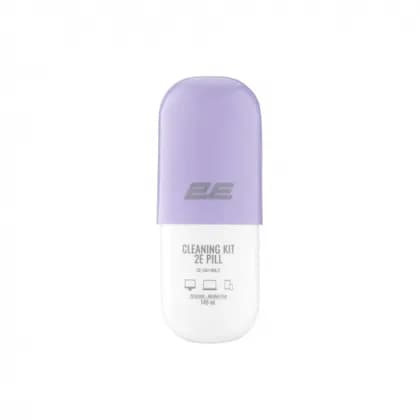 Чистящий набор / Cleaning kit 2E PILL for office equipment (liquid 140ml, whipe 20cm), white-lilac,2E-SK140LC