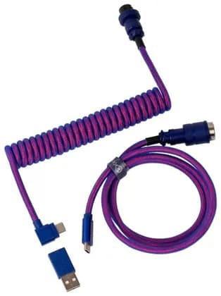 Cabel Type-A/Type-C Keychron Premium Coiled Aviator Cable-Angled Purpule