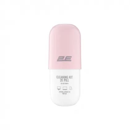 Чистящий набор / Cleaning kit 2E PILL for office equipment (liquid 140ml, whipe 20cm), white-pink2E-SK140PN