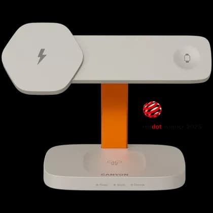 CANYON Wireless Charging Station Hexagon 310 3in1 LightGrey/Orange