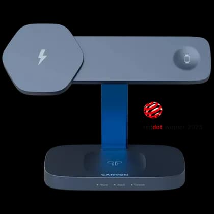 CANYON Wireless Charging Station Hexagon 310 3in1 DarkGrey/Blue