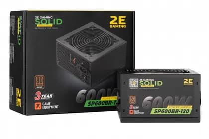Блок питания 2E SOLID POWER (600W), 110-240V, >85%, 80+Bronze, APFC, 120мм, MB(20+4), CPU(4+4), 6xSA