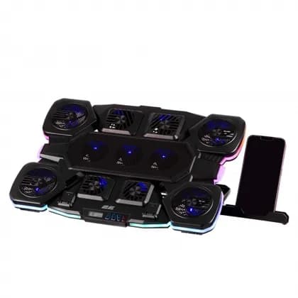 Подставка для ноутбука 2E GAMING CPG-011, до 17.3", 1xUSB-A, 1xUSB-C, LCD, RGB, чёрный