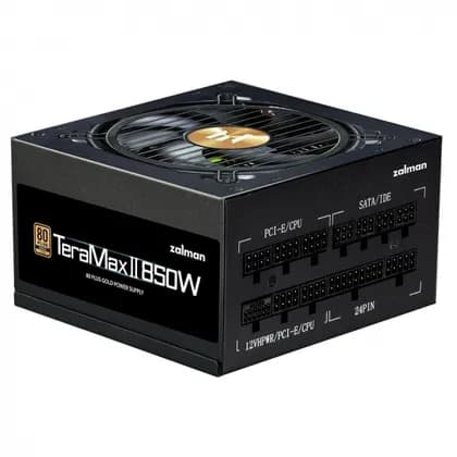PSU Zalman Teramax 2 (850W) >90%, 80+ Gold, 120mm, 1xMB 24pin+10pin, 2xCPU 8pin(4+4), 3xMolex, 12xSATA, 4xPCIe 8pin(6+2), 12VHPWR x 1, Fully Modular