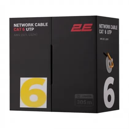 CAT 6 UTP, 305m, AWG 23/1, LSZH-1 305M/Easy pull box packing | yellow