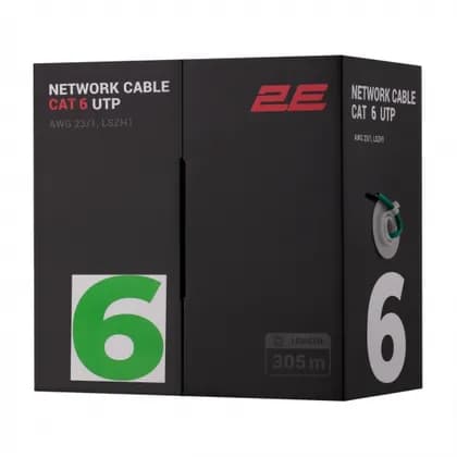 CAT 6 UTP, 305m, AWG 23/1, LSZH-1 305M/Easy pull box packing | green