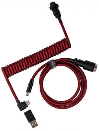 Cabel Type-A/Type-C Keychron Premium Coiled Aviator Cable-Angled Red