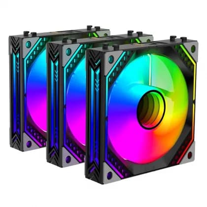 Корпусный вентилятор для ПК 2E GAMING Air Cool ACF120MB-ARGB, 3x120мм, 2000rpm, 4pin PWM +5VARGB, 20.5dBa, чёрный