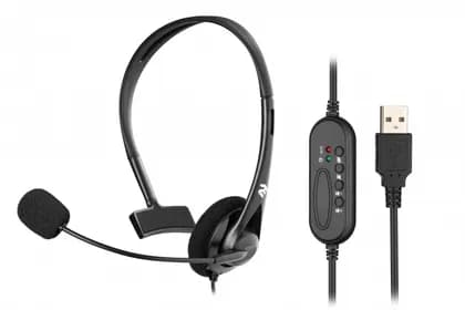 Наушники 2E CH11 Mono USB, проводные USB, моно-гарнитура, для звонков | 2E-CH11MU