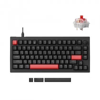 Клавиатура механическая Lemokey  X4 84Key, Keychron Red, USB-A, QMK, EN/UZ/RU, Red led, черный X4-A1-UZ