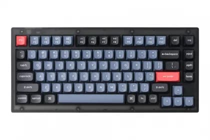 Keychron V1 ANSI 75% 84 Key Frosted Black Full Assembled Red Switch RGB HotSwap Gateron G pro Mechanical Wired Normal Profile QMK Custom Keyboard