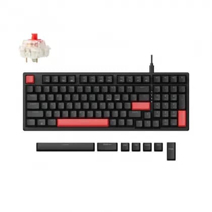 Клавиатура механическая Lemokey  X5 104Key, Keychron Red, USB-A, QMK, EN/UZ/RU, Red Led, черный X5-A1-UZ