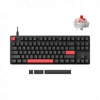 Клавиатура механическая Lemokey  X1 87Key, Keychron Red, USB-A, QMK/VIA, EN/UZ/RU, Red led, черный X1-A1-UZ