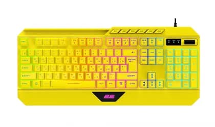Клавиатура мембранная 2E GAMING KG315 110key, USB-A, EN/RU, RGB, жёлтый