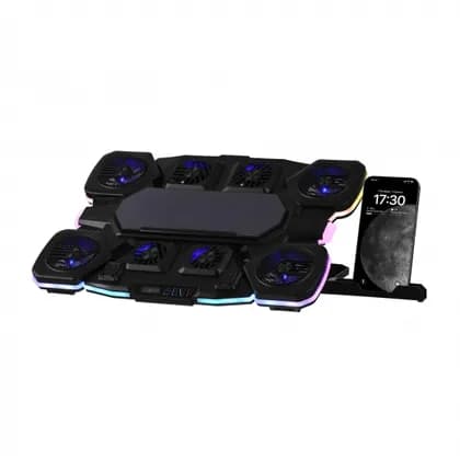 Подставка для ноутбука 2E GAMING CPG-012, до 17.3", 1xUSB-C, LCD/semiconductor cooling pad, RGB, чёрный/ 2E-CPG-012