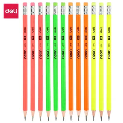 Карандаш HB 51600 Deli с ластиком Neon