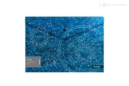 Папка-конверт на кнопке Berlingo "Zodiac", 180мкм, с рисунком, глиттер-эффект