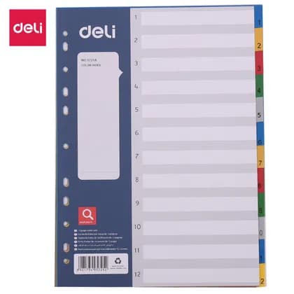 Разделитель пласт. 1-12 (цв) 5725A Deli