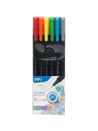 Ручка-лайнер FINE LINER наборе 6цв 90006 Deli