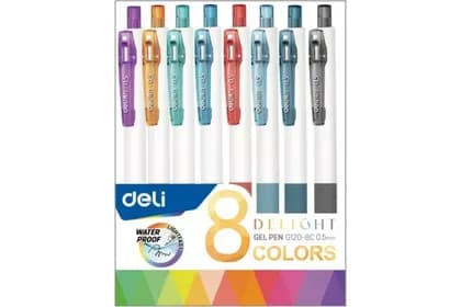 Ручка гелевая 0,5мм G120-8C 8шт (ассорти) Deli