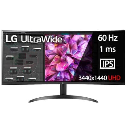 Монитор LG 34WQ60C-B 34" Curved UltraWide QHD IPS Monitor, 60Hz Refresh Rate, 5ms GtG, AMD FreeSync, HDR10, DP, HDMI, Black | 34WQ60C-B.AMA