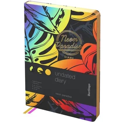 Ежедневник недатированный, А5, 136л., кожзам, Berlingo "Neon Paradise", золотой срез, с рисунком