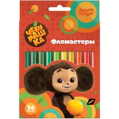 Фломастеры Мульти-Пульти "Чебурашка", 24цв., смываемые, картон, европодвес