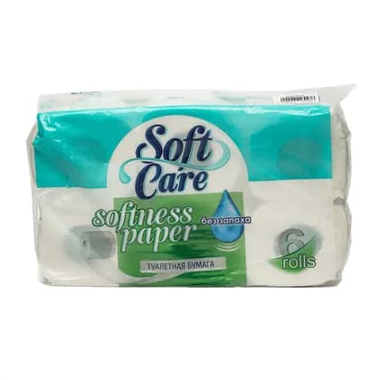 Туалетная бумага "SOFT CARE" 6 рулон ( без запаха)