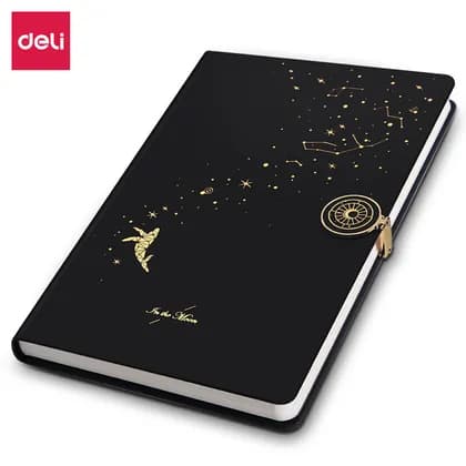 Книжка записная 120л 270*195mm (чёрн.) 3339 Deli (клетка)