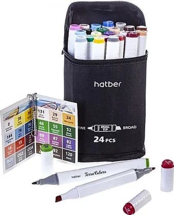 Набор двухсторонних Артмаркеров  24 цв. на спиртовой основе Hatber Sketch -Terra Colora-  в чехле	AM_070325
