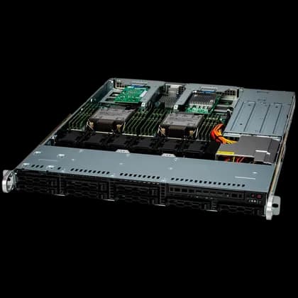 Supermicro assembled server based on SYS-121C-TN2R, 2x EMR 4510 CPU, 4x 32GB DDR5-5600, SSD M.2 NVMe PCIe4 960GB, AIOM 2-port 10GBase-T, 2x SOCKET E E1B CARRIER