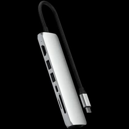 SATECHI 7-in-1 USB-C Slim Multiport Adapter with Ethernet (Silver)