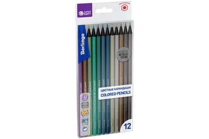 Карандаши цветные металлик Berlingo "SuperSoft. Metallic", 12цв., заточен., европодвес