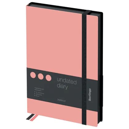 Ежедневник недатир. А5, 136л., кожзам, Berlingo "Instinct", черный/фламинго, с резинкой
