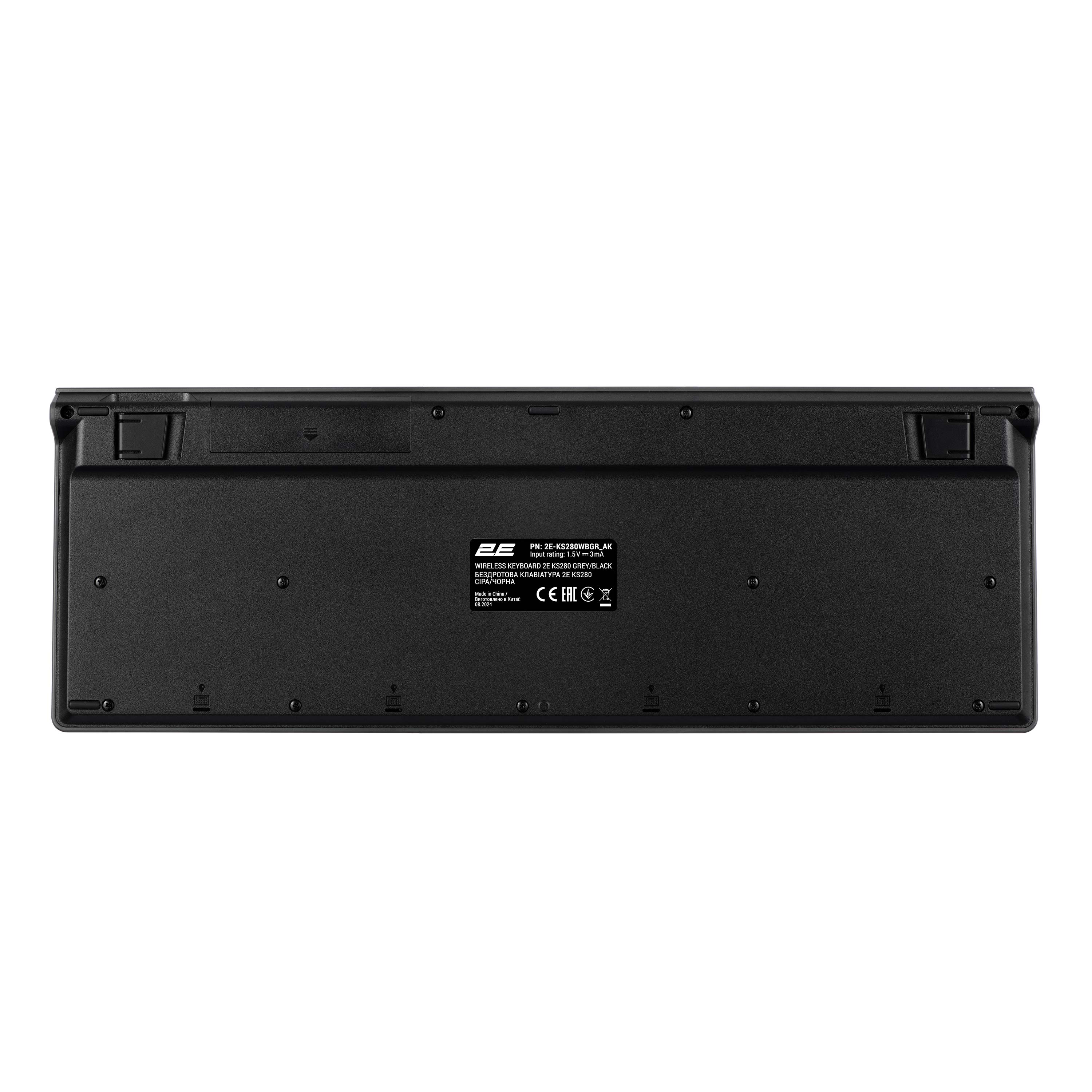 Беспроводная Клавиатура 2e Keyboard Membrane Ks280 120key, Wl/Bt, En/Uk/Ru, Silent, Black-Grey