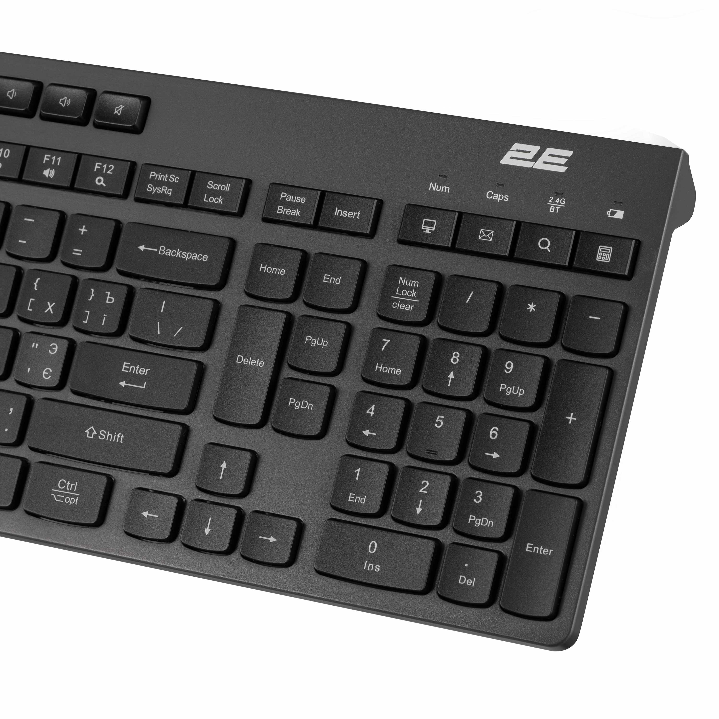 Беспроводная Клавиатура 2e Keyboard Membrane Ks280 120key, Wl/Bt, En/Uk/Ru, Silent, Black-Grey