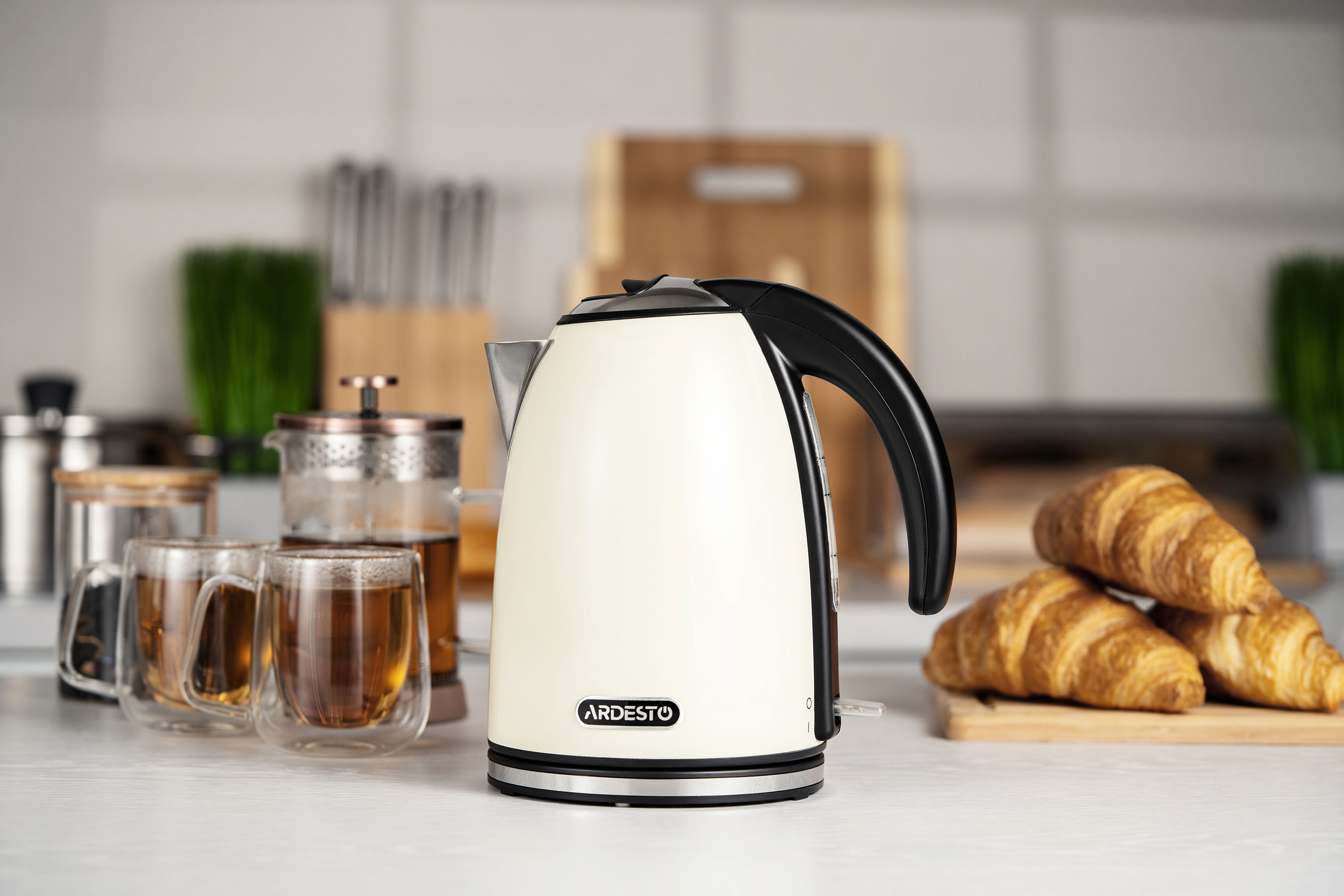 Электрочайник Ardesto Ekl-F340bg 1.7Л/2150Вт/Strix Контроль/Нерж. Сталь/Бежевый,