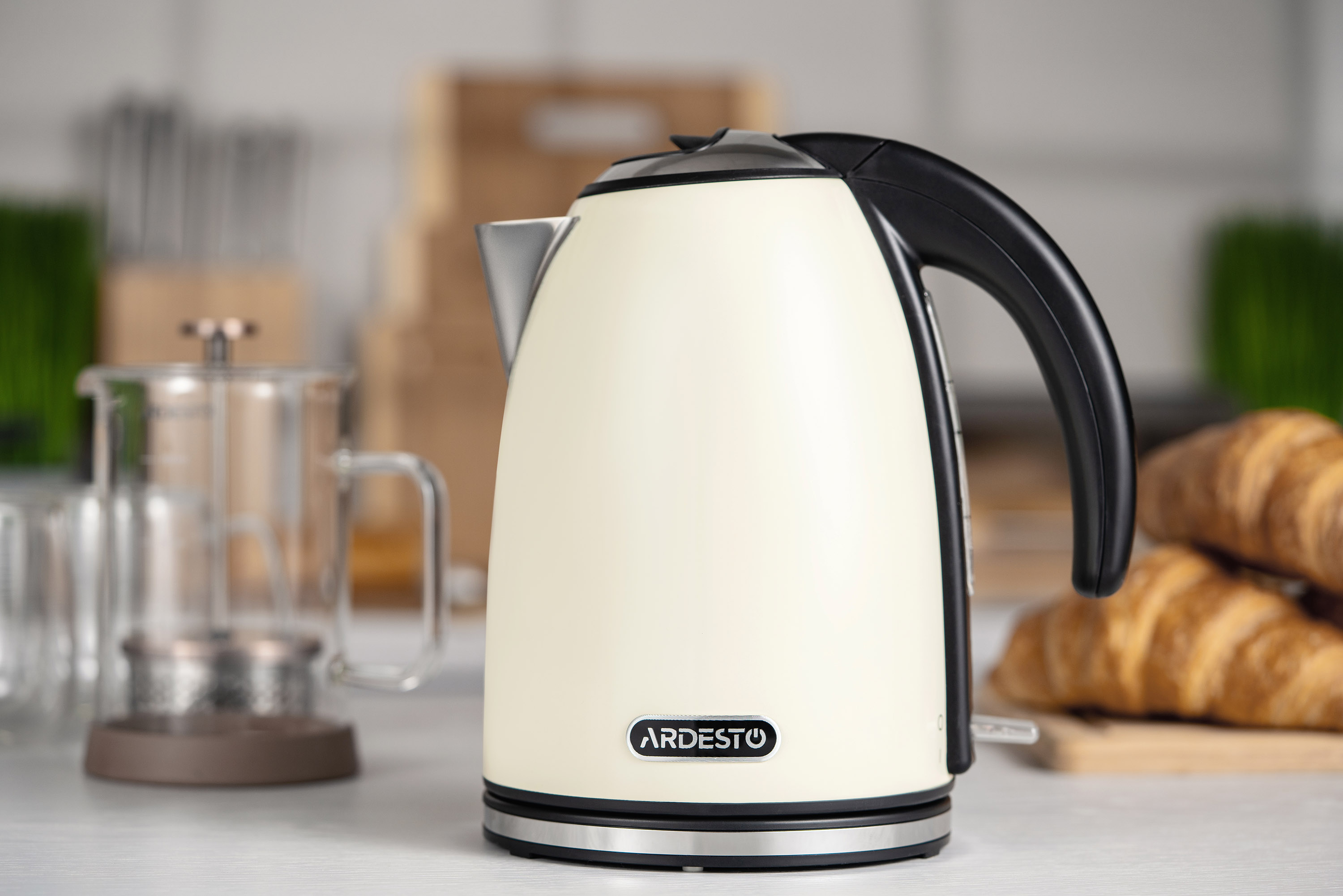 Электрочайник Ardesto Ekl-F340bg 1.7Л/2150Вт/Strix Контроль/Нерж. Сталь/Бежевый,