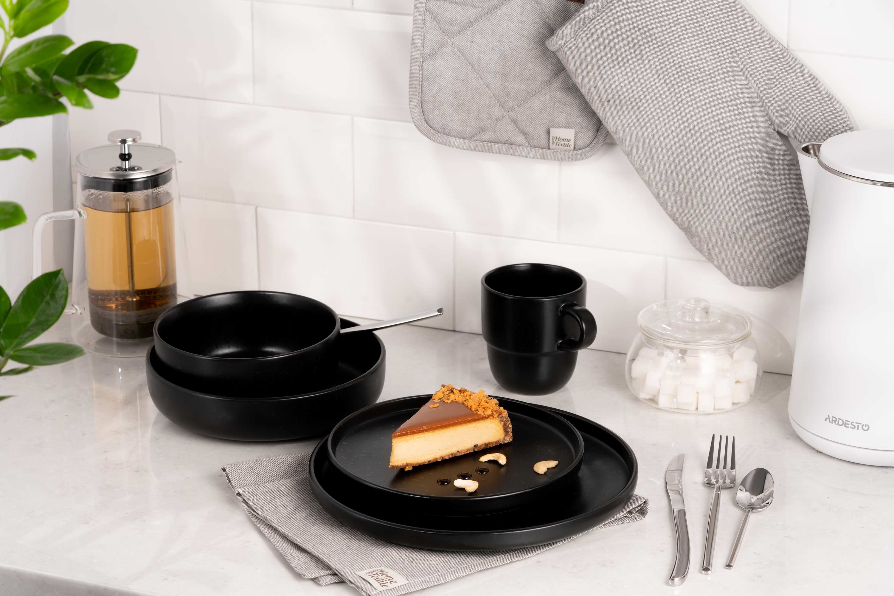 Тарелка Десертная Ardesto Trento, 20.5См, Керамика, Черный (6 Шт В Коробке)