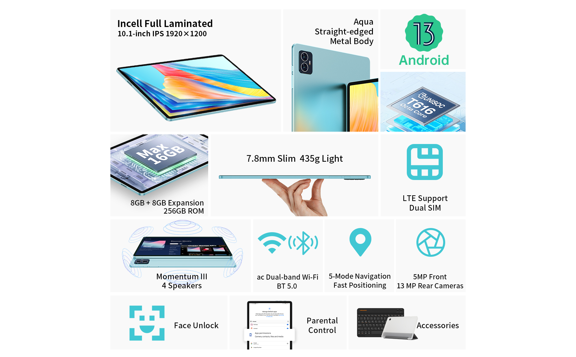 Планшет Teclast M50 Pro 10.1" 8Гб, 256Гб, Lte, 6000Ма•Ч, Android, Голубой + Портативное Зарядное Устройство Power Bank Belkin 20000mah, 30w, Pd For Macbook, White